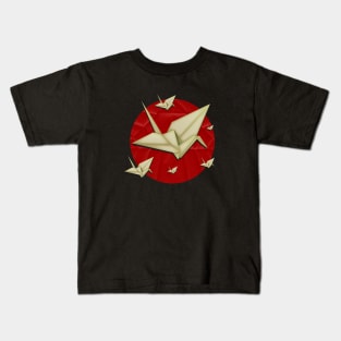 Origami Cranes Over Japan Kids T-Shirt